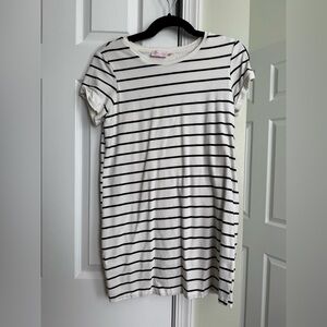 Pink Lily Black and White Striped Mini Dress